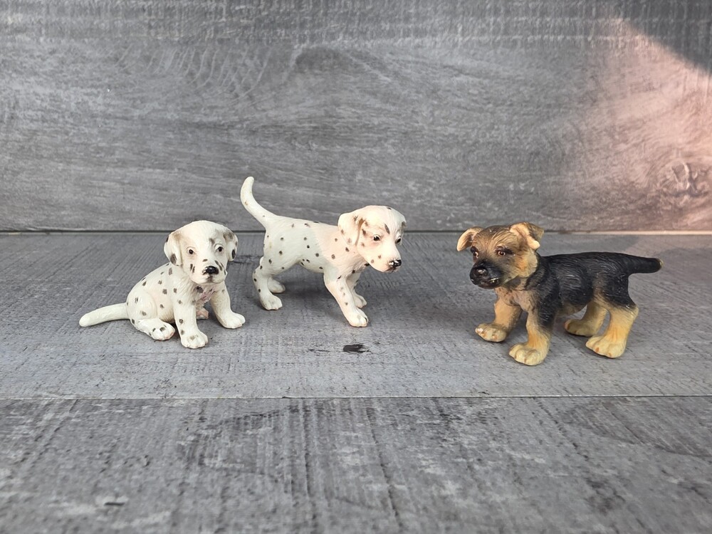 3 Retired Schleich Puppy Dogs German Shepherd & Dalmatians Lot g78e